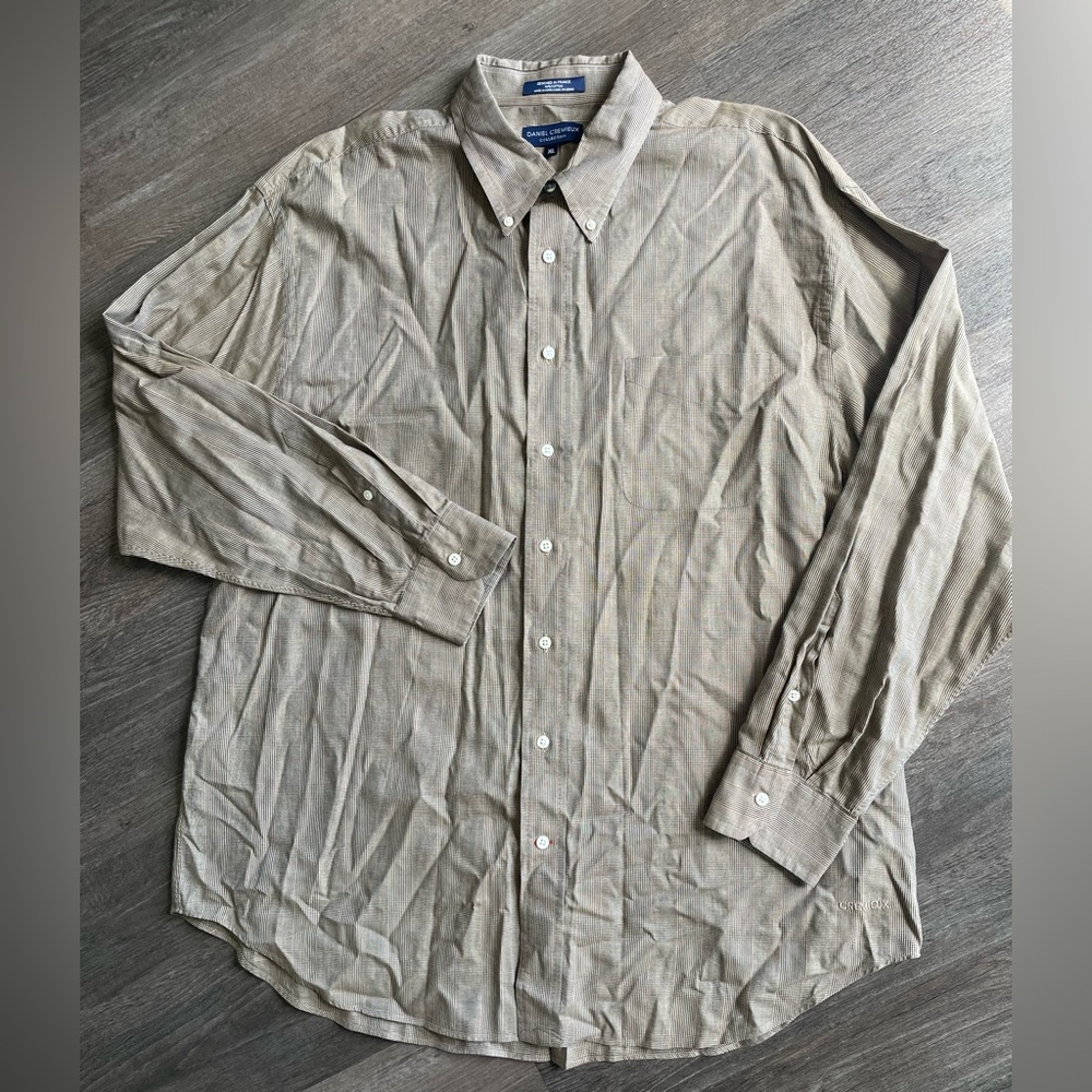 Daniel Cremieux Button Down Shirt Mens XL Long Sleeve Plaid Casual Teacher Brown
